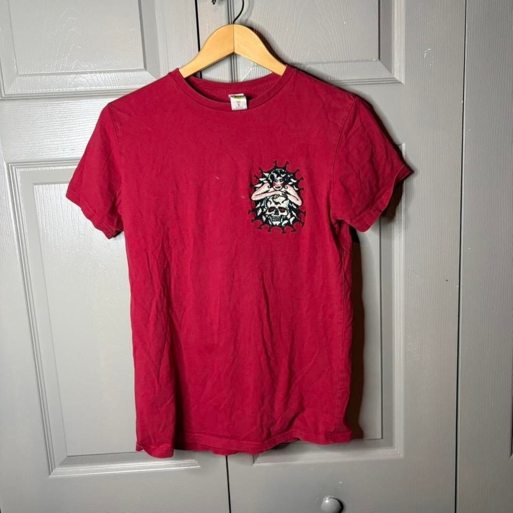 Vintage ed hardy shirt Size S pin up girl red summer y2k grunge